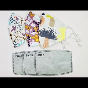 Set of 3 Kids Face Mask 100% Pure Cotton Two Layer